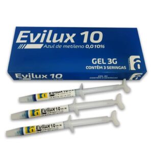 EVILUX 10 GEL – 3 SERINGAS DE 3G (AZUL DE METILENO 0,010%)